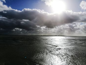 Scenic view of sea against cloudy sky