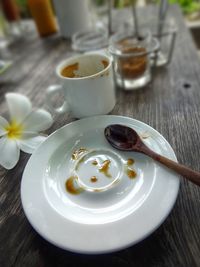 Close-up of breakfast on table