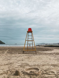 Lifeguard hut on beach during a cloudy afternoon in santos - brazil.