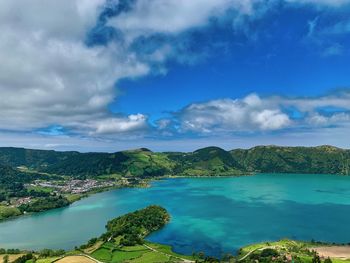 Scenic view of lake against sky