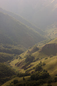 Landscape with mountain range in background