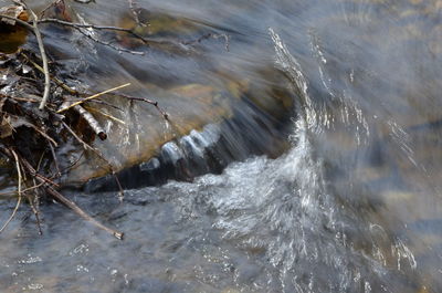 Close-up of water flowing through rocks