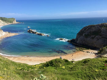 High angle view of beach against sky