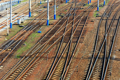 High angle view of railroad tracks