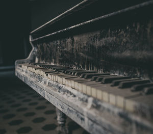 Close up of old piano