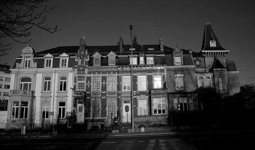 View of road along buildings