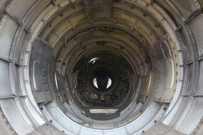 Directly below shot of spiral staircase in building