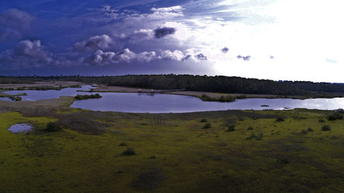 Scenic view of lake against sky
