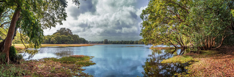 Panoramic view of lake against sky