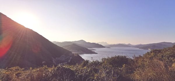 Scenic view of mountains against clear sky