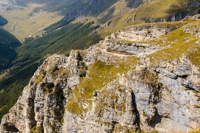 Aerial view of rock formations in montefortino, marche italy