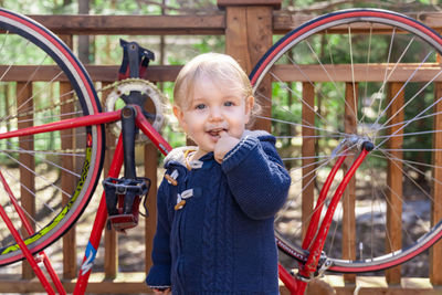 Portrait of cute girl playing in playground