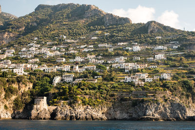 View from the sea on amalfi coast