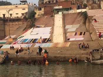 People bathing in ganges river