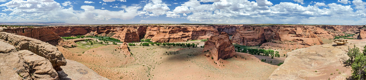 Panoramic view of rocky landscape against sky