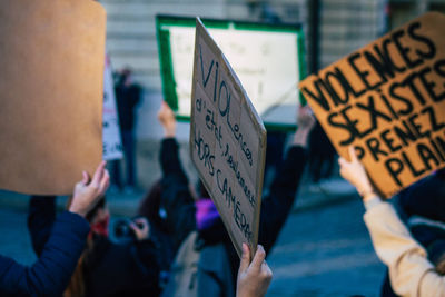 People protesting in city