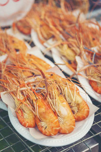 High angle view of fish in plate