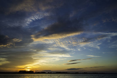 Scenic view of sea against dramatic sky