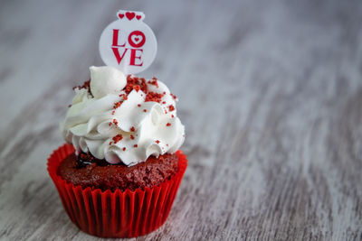 Close-up of cupcakes on table