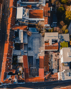 High angle view of buildings in city