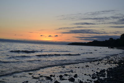 Scenic view of sea against sky during sunset