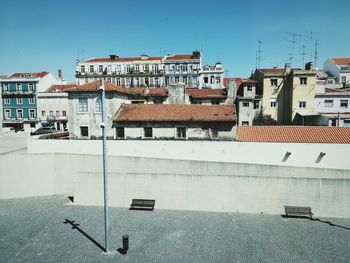 High angle view of buildings in city