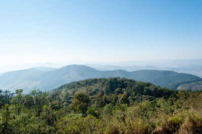 Scenic view of mountains against clear sky