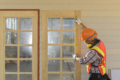 Male construction worker at a building site