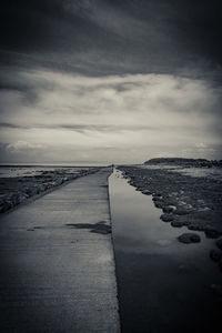 Scenic view of sea against cloudy sky