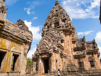 Low angle view of temple building against sky