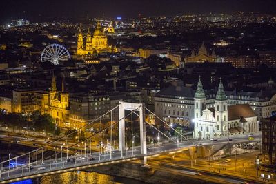 Illuminated cityscape at night