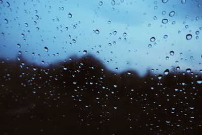 Full frame shot of raindrops on glass window