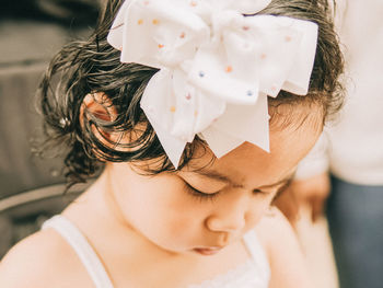 Close-up portrait of cute girl