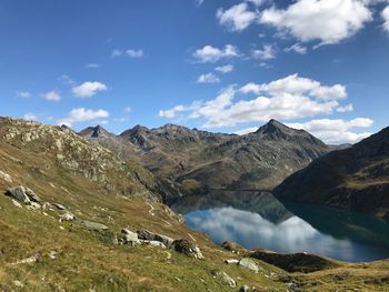 Scenic view of mountains against sky