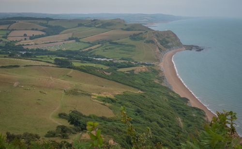 Scenic view of sea and mountains