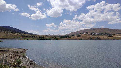 Scenic view of lake against sky