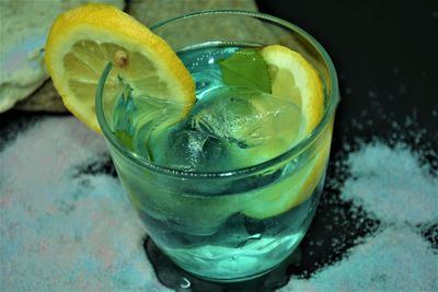 Close-up of drink in glass on table