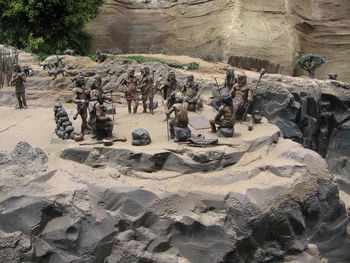 High angle view of people on beach