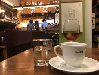 Coffee served on table at cafe