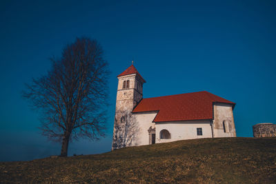 Exterior of building against clear blue sky