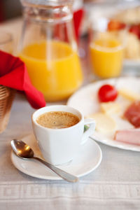 Cup of coffee on table