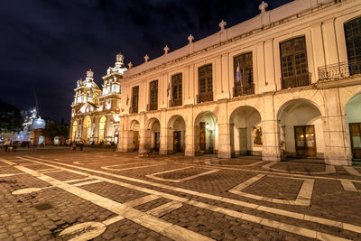 Illuminated historic building