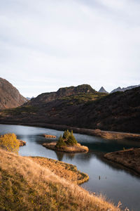 Scenic view of lake against sky