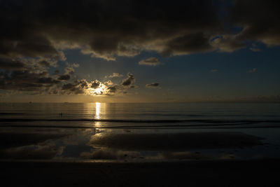 Scenic view of sea against sky at sunset