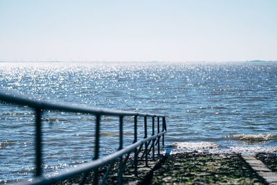 Scenic view of sea against clear sky