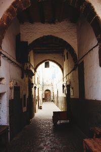 Narrow alley along buildings