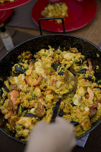 High angle view of food in plate