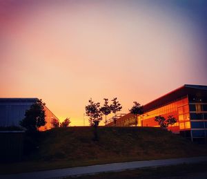 View of built structure at sunset