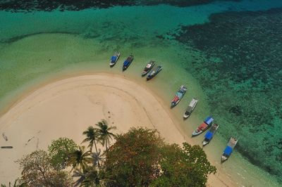 High angle view of people on beach