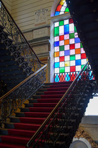 Low angle view of spiral staircase of building